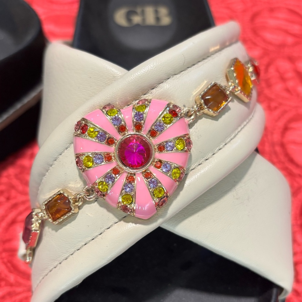 Gianni Bini Patent leather cross strap jeweled slides - Picture 3 of 8